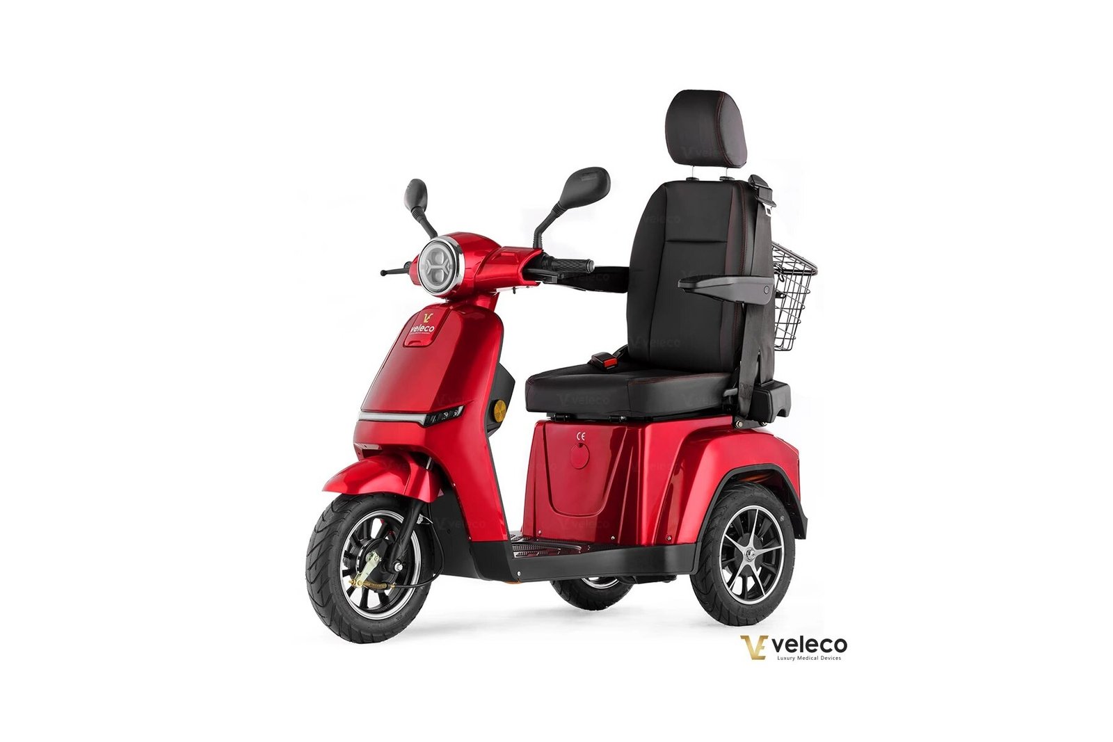 Veleco Turris Elektromobil mit 3 Rädern, stabil für Menschen mit eingeschränkter Mobilität und Senioren, mit komfortablem Sitz und Rückenlehne